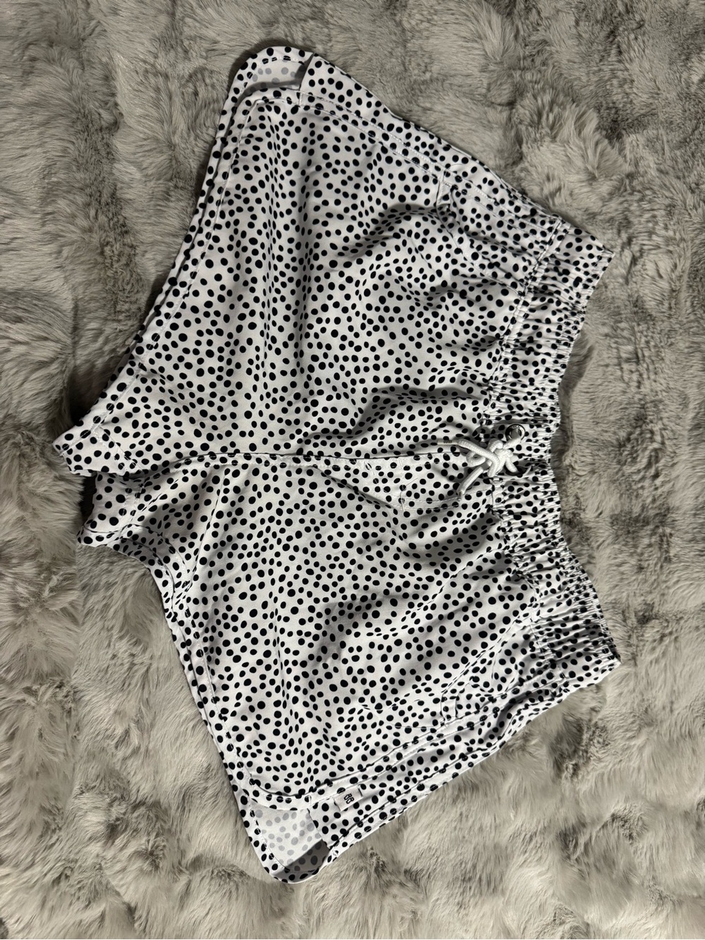 White Polka Dot Elastic Waist Shorts